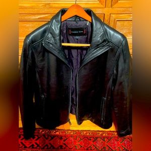Leather jacket with fur lining